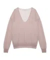 Shop Dries Van Noten Long-sleeved V-neck Sweater In Nude