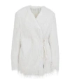 Dries Van Noten Short Coat With Tie And Notched Lapels In White