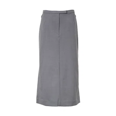 Dries Van Noten Long Straight Tailored Skirt In Gray