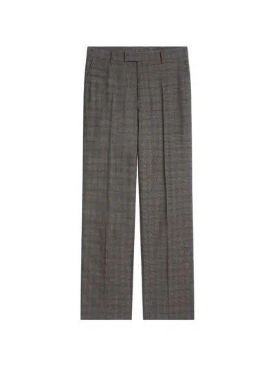 Dries Van Noten Long Straight-leg Wool Pants In Gray