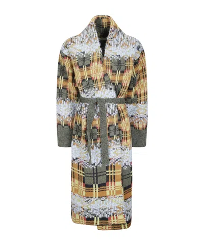 Dries Van Noten Long Tie-front Cardigan In Brown