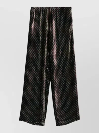 Dries Van Noten Long Trousers Wide Leg Velvet Pattern In Black