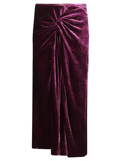Dries Van Noten Long Velvet Midi Skirt In Purple
