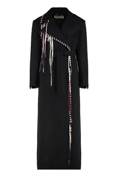 Dries Van Noten Long Wool Coat In Black