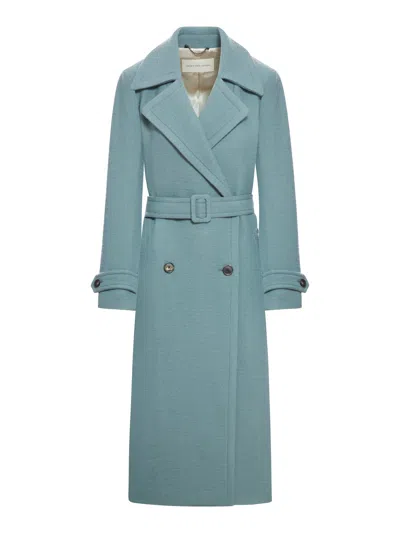 Dries Van Noten Long Wool Coat In Blue