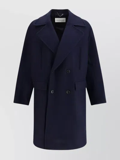 Dries Van Noten Longline Double-breasted Racos Coat In Blue