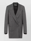 Dries Van Noten Longline Jacket With Notched Lapels And Pockets In Gray
