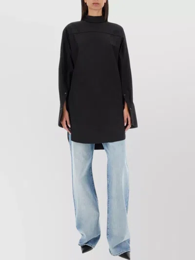 Dries Van Noten Longline Plaid Shirt High-low Hem In Black