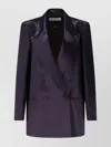 Dries Van Noten Longline Satin Blazer Notched Lapels In Multi
