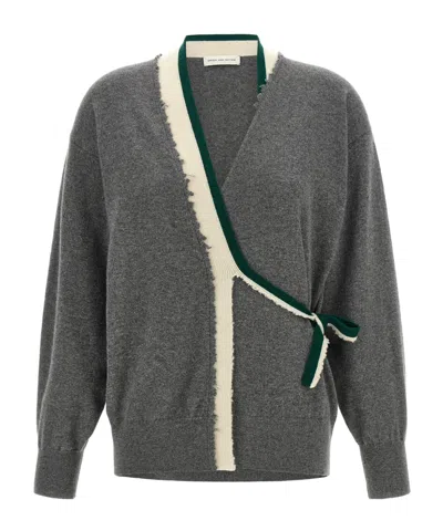 Dries Van Noten Long-sleeve Open-front Cardigan In Gray