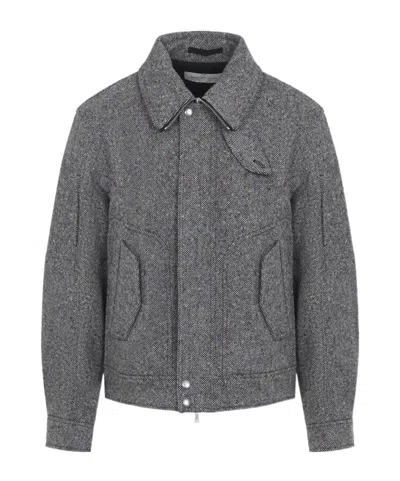 Dries Van Noten Long-sleeve Zip-up Jacket In Gray