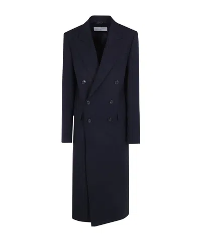 Dries Van Noten Long-sleeved Coat In Blue