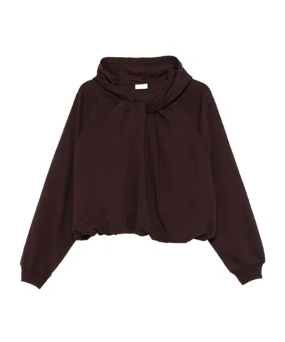 Dries Van Noten Long-sleeved Hooded Sweatshirt In Dark Burgundy