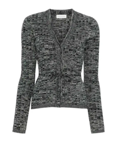 Dries Van Noten Long-sleeved Knitted Cardigan In Gray