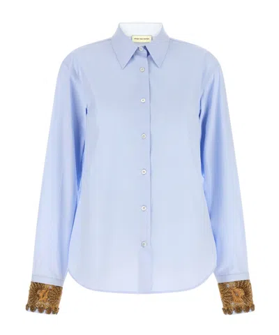 Dries Van Noten Long-sleeved Shirt In Blue