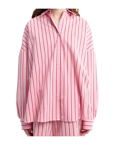 Dries Van Noten Long-sleeved Striped Shirt In Pink