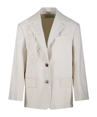 Dries Van Noten Long-sleeved Suit Jacket In Neutral