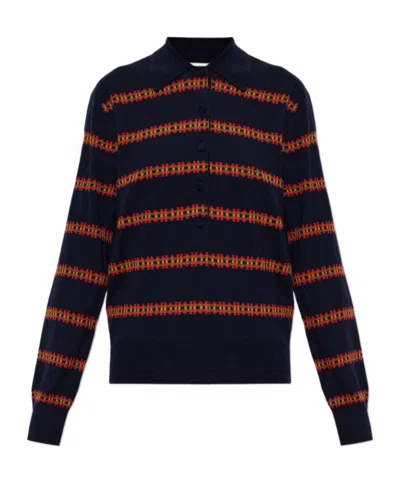 Dries Van Noten Long-sleeved Sweater In Blue