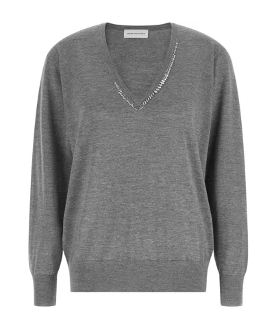 Dries Van Noten Long-sleeved Sweater In Gray