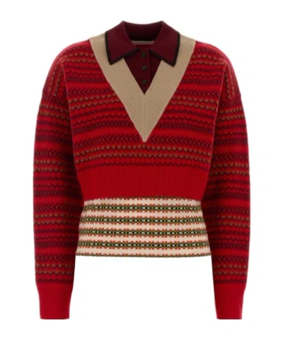 Dries Van Noten Long-sleeved Sweater In Red