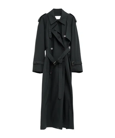 Dries Van Noten Long-sleeved Trench Coat In Black