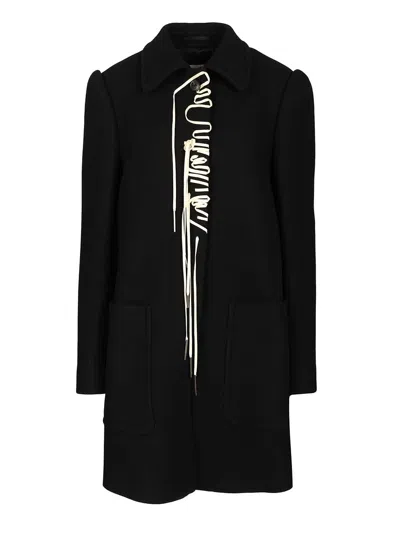 DRIES VAN NOTEN LOOK 5 - 00085-REBELA EMB 2216 TWILL WOOL COAT COATS BLACK