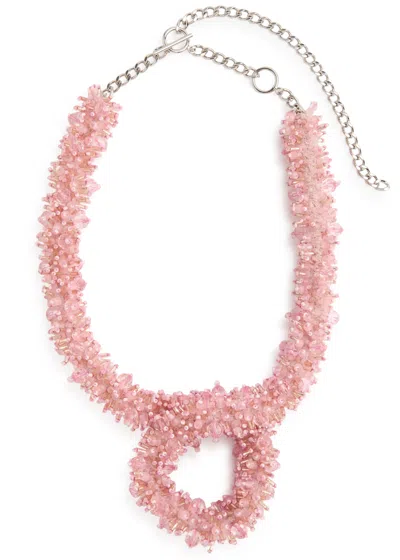 Dries Van Noten Loop Beaded Necklace In Pink
