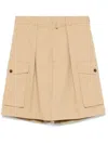 Dries Van Noten Straight Shorts With Belt Loops And Button Detailing In Neutral