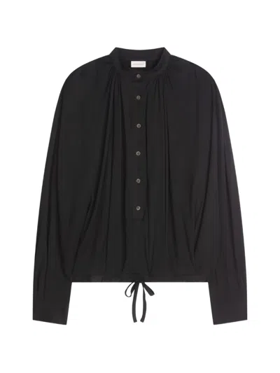 Dries Van Noten Loose Cotton Blouse In Black