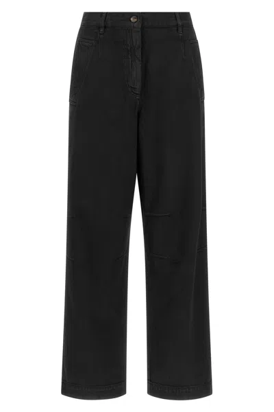 Dries Van Noten Loose Cotton Trousers In Gray