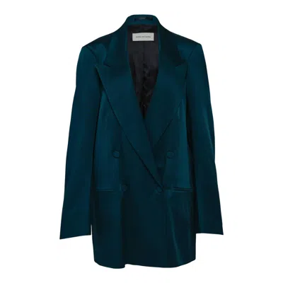Dries Van Noten Loose Fit Double Breasted Blazer In Blue