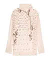 Dries Van Noten Embellished Tie-neck Blouse In Brown