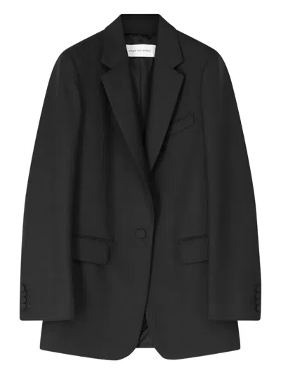 Dries Van Noten Loose-fit Herringbone Wool Blazer In Black