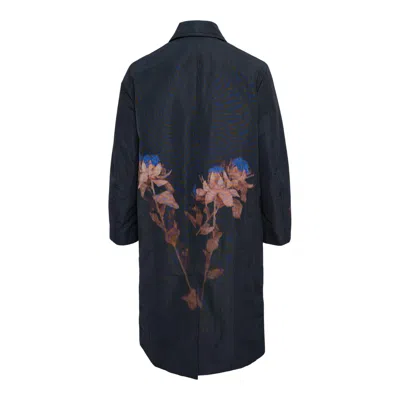 Dries Van Noten Loose Fit Lined Thistle Coat In Blue