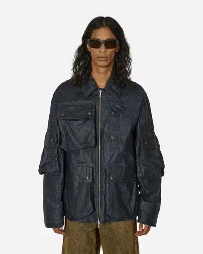 Dries Van Noten Loose Fit Overdyed Jacket Navy In Blue