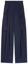 Dries Van Noten Loose Fit Polkar Pleated Workwear Pants In Navy