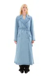 Dries Van Noten Double-breasted Belted Denim Coat In Light Blue