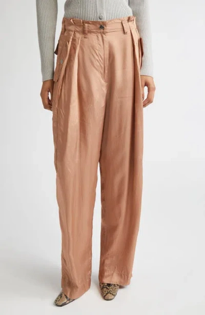 Dries Van Noten Loose Fit Satin Cargo Pants In Orange
