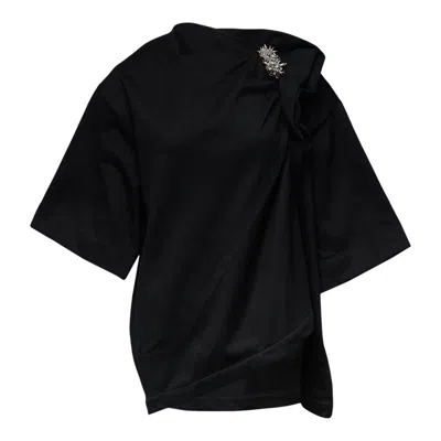 Dries Van Noten Loose Fit Short Sleeve Top In Black
