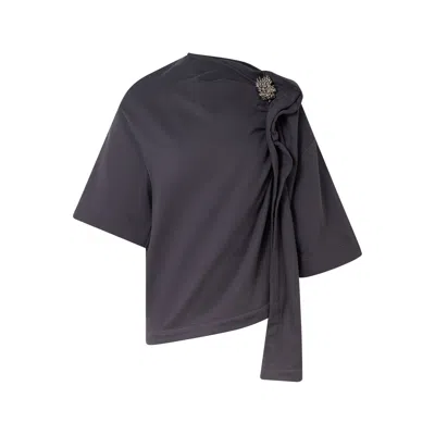 Dries Van Noten Loose Fit Short Sleeve Top In Neutral