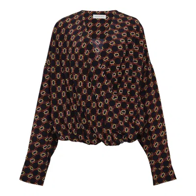 Dries Van Noten Loose Top With Draped Front In Brown