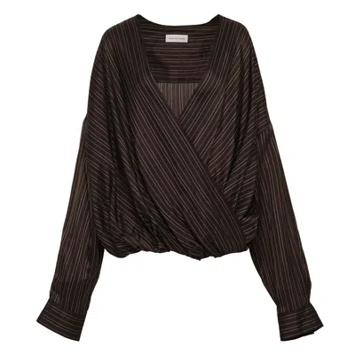 Dries Van Noten Loose Top With Draped Front In Brown