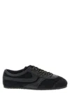 Dries Van Noten Suede Texture Sneakers Featuring Contrast Stitching In Black