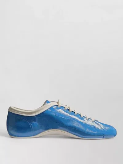 Dries Van Noten Low Top Lace Up Leather Sneakers In Blue