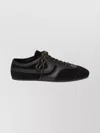 Dries Van Noten Suede Texture Sneakers Featuring Contrast Stitching In Black