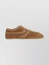 Dries Van Noten Stitched Contrast Rubber Sole Suede Panel Sneakers In Brown