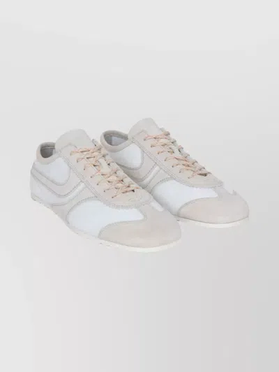 Dries Van Noten Low-top Suede Sneakers Round Toe Design In White
