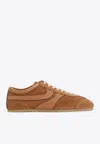 Dries Van Noten Low-top Suede Sneakers With Patches In Brown