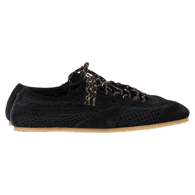 Dries Van Noten Low-top Sneakers In Black Mesh And Suede
