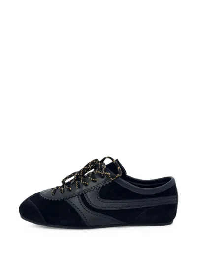 Pre-owned Dries Van Noten Low-top Suede Sneakers In Black